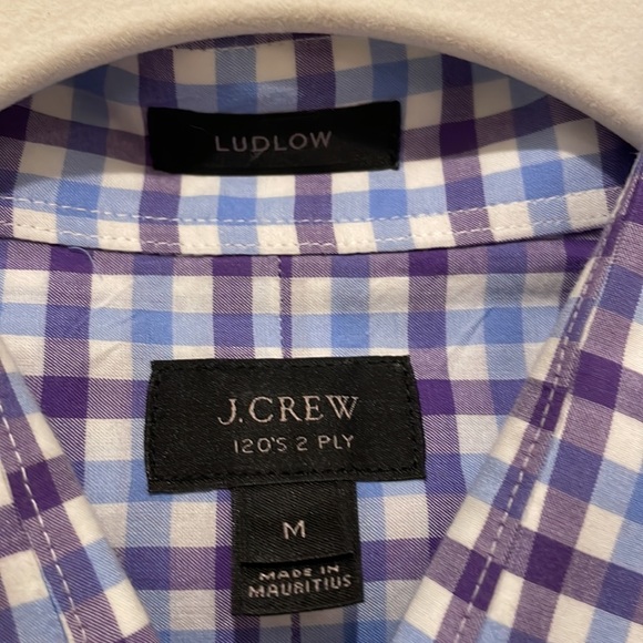J-Crew Ludlow 2 PLY Medium L/Sleeve Slim Cut Shirt Purple/Blue/White - Picture 7 of 8